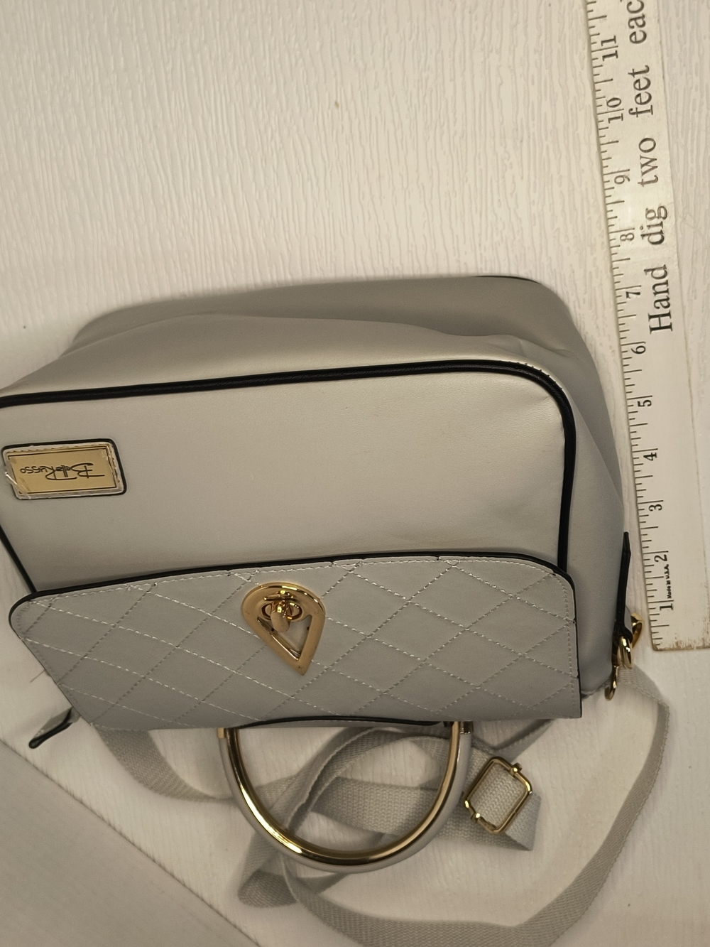 BDLRusso Quilted Flap Crossbody Bag in Light Gray